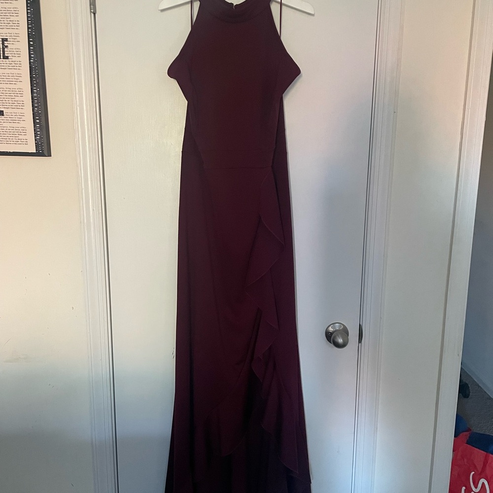 CO Red High Low Halter Gown